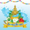 Idea art decorative of Song kran day famous festival of Thailand Loas Myanmar and Cambodia,new year,concept design