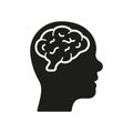 Idea, Brainstorm, Imagination and Cognition Silhouette Icon. Thinking Process Glyph Pictogram. Human Making Decision