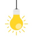 Idea! bright yellow artistic light bulb, vector illustration