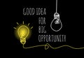 idea and bulb with black background. motivational images with positive quotes. success word concept