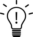 Idea Bulb with exclamation mark Royalty Free Stock Photo