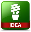 Idea (bulb icon) green square button red ribbon in middle Royalty Free Stock Photo