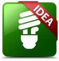 Idea bulb icon green square button Royalty Free Stock Photo