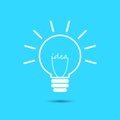 Idea bulb icon isolated on blue background.