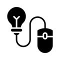 Idea bulb with mouse depicting concept icon of creative learning, easy to use vector