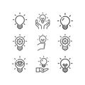 Idea, business line icon set. Creative. Light bulb. Electricity Royalty Free Stock Photo