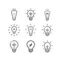 Idea, business line icon set. Creative. Light bulb. Electricity Royalty Free Stock Photo