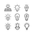 Idea, business line icon set. Creative. Light bulb. Electricity Royalty Free Stock Photo