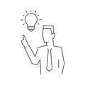 Idea came to the businessman line illustration on white background