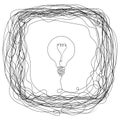 Idea cloud with a light bulb inside