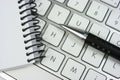 Idea. Computer keyboard. Notepad. Pen Royalty Free Stock Photo