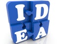 Idea concept on blue puzzle pieces.3d illustration Royalty Free Stock Photo