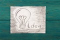 Idea concept - bulb drawn with pencil Royalty Free Stock Photo