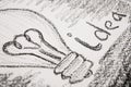 Idea concept - bulb drawn with pencil Royalty Free Stock Photo