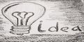 Idea concept - bulb drawn with pencil Royalty Free Stock Photo