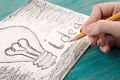 Idea concept - bulb drawn with pencil Royalty Free Stock Photo
