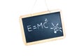 Idea concept with bulb light and energy formula on school blackboard