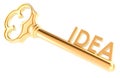 Idea concept with golden key, 3D rendering Royalty Free Stock Photo