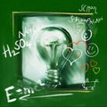 Idea concept - painterly light bulb (with doodles) Royalty Free Stock Photo