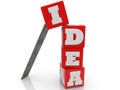 Idea concept on red cubes on white background Royalty Free Stock Photo