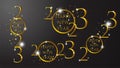 New Year posters set. Design templates with  logo 2023 for celebration and season decoration. minimalistic trendy backgrounds for Royalty Free Stock Photo
