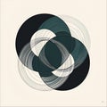 the idea of connection and unity through a minimalist depiction of intertwined circles