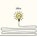 idea Light bulb on long wire, Hand drawn Royalty Free Stock Photo