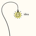 idea Light bulb on long wire, Hand drawn Royalty Free Stock Photo