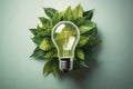 Idea or energy and environment concept. Green eco friendly lightbulb. Royalty Free Stock Photo