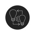 Idea exchange black glyph icon. Soft skills. Pictogram for web, mobile app, promo.