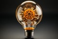 Idea exchange concept portrayed by an open lightbulb icon with gear mechanisms Royalty Free Stock Photo