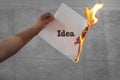 Idea on fire on paper