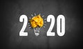 Idea found for 2020 symbolized as a lightbulb out of crumpled Royalty Free Stock Photo