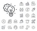 Idea gear line icon. Settings cogwheel sign. Working process. Salaryman, gender equality and alert bell. Vector