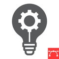 Idea generation glyph icon, creative and gear, light bulb sign vector graphics, editable stroke solid icon, eps 10. Royalty Free Stock Photo