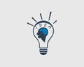 Idea Generation Icon. Man head symbol in bulb