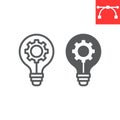 Idea generation line and glyph icon, creative and gear, light bulb sign vector graphics, editable stroke linear icon Royalty Free Stock Photo