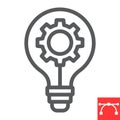 Idea generation line icon, creative and gear, light bulb sign vector graphics, editable stroke linear icon, eps 10. Royalty Free Stock Photo