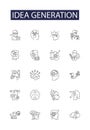 Idea generation line vector icons and signs. Innovation, Conceptualizing, Inventing, Imagining, Ideating, Designing