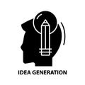 idea generation symbol icon, black vector sign with editable strokes, concept illustration Royalty Free Stock Photo