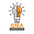 Idea Generator. The human brain and the light bulb. Editable vector illustration for website, booklet, project, and creative