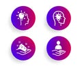 Idea head, Idea and Skin care icons set. Recruitment sign. Lightbulb, Professional job, Hand cream. Hr. Vector Royalty Free Stock Photo