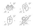 Idea head, Safe time and Swipe up icons set. Project edit sign. Lightbulb, Hold clock, Scrolling page. Vector