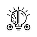 Black line icon for Idea, consideration and thinking