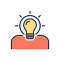 Color illustration icon for Idea, find a solution and creative