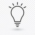 Idea icon, light bulb with rays, linear vector simple trendy icon, editable stroke.