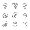 Idea icon set in linear style Royalty Free Stock Photo