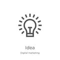 idea icon vector from digital marketing collection. Thin line idea outline icon vector illustration. Outline, thin line idea icon