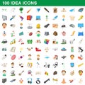 100 idea icons set, cartoon style Royalty Free Stock Photo