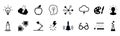 Idea icons set, creativity sign, creative idea logo with light bulb, human head, brain Ã¢â¬â vector